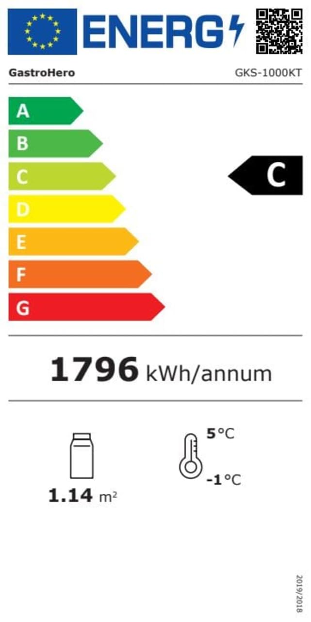 GastroHero Frigorifero per bevande ECO 1000 con ante a ribalta e luce