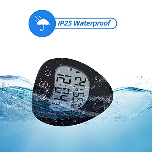 Reloj de pared digital de baño con ventosa termómetro e higrómetro electrónico negro 4