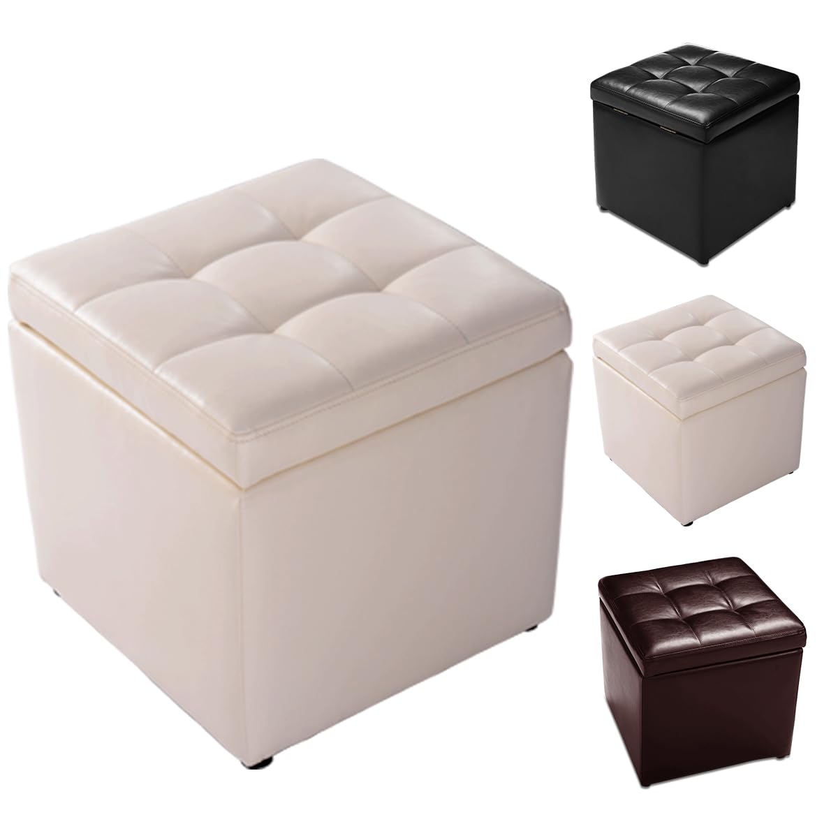 Pouf Cubo Contenitore GIANTEX - Sgabello Con Vano Portaoggetti, 40x40x40 Cm, Portata 300 Kg