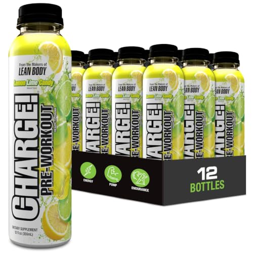 Image of LABRADA Charge Pre Workout Lemon Lime Candy RTD Drink - Pump, Energy, Endurance Formula with 10g Glycerol, 6g L-Citrulline Malate, 4g Beta Alanine, Caffeine Blend, + Complete Hydration Support, 12 Serving