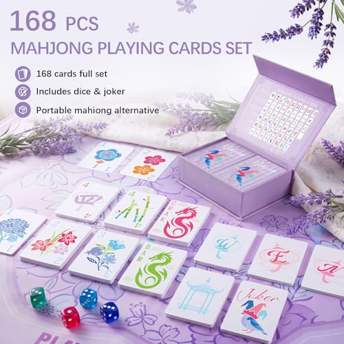 Soulchen 168 Pcs Premium American Mahjong Playing Cards, Large Print Waterproof PVC Card Set with 4 Dice & Storage Case, Elegant Lavender, Easy-to-Read Mahjong for Adults, Seniors, Travel, Gift Giving - Image 5