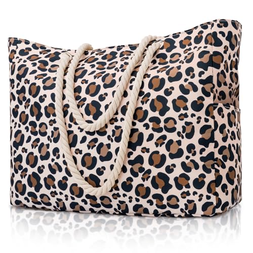 benpen Strandtasche XXL Familie mit Reißverschluss Große Leo Badetasche Schwimmtasche Damen Faltbar Beach Bag Strand Tasche Daily Shopper Sommertasche für Strand Reisen Urlaub Schwimmbad Pool