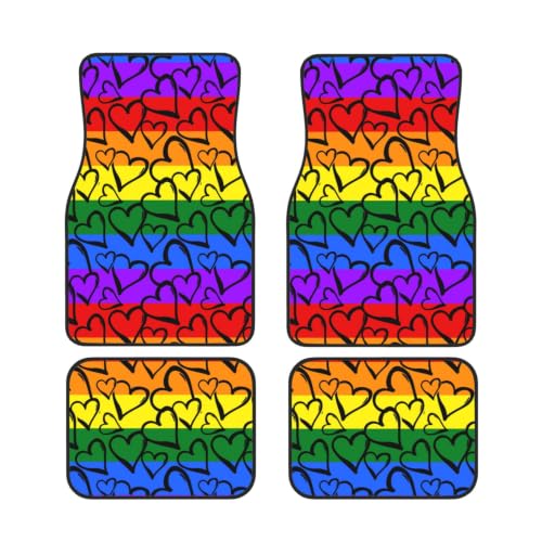 Alfombrillas coche arcoíris orgullo antideslizantes de neopreno universales juego de 4
