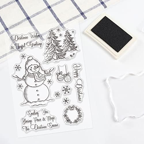 GLOBLELAND 9Pcs Winter Holiday Silicone Clear Stamps Animals Fairy Snowflake Transparent Stamp Seal for Cards Making DIY Scrapbooking Photo Card Album Decoration
