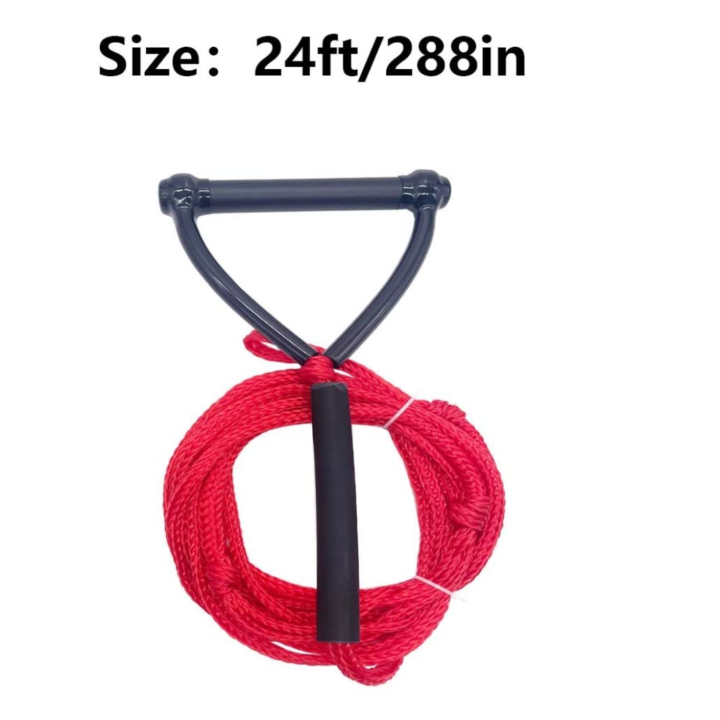 Cuerda de Wakeboard y Esquí Acuático Roja 24 Pies con Mango de Remolque