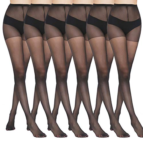 Image of MANZI 6 Pairs Pantyhose for Women 20 Denier High Waist Sheer Tights