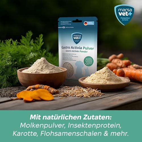 Marsavet Gastro Activia Pulver Diät-Ergänzungsfuttermittel zur Stabilisierung der physiologischen Verdauung für Hunde und Katzen – 125 g. Mit Probiotika & Präbiotika