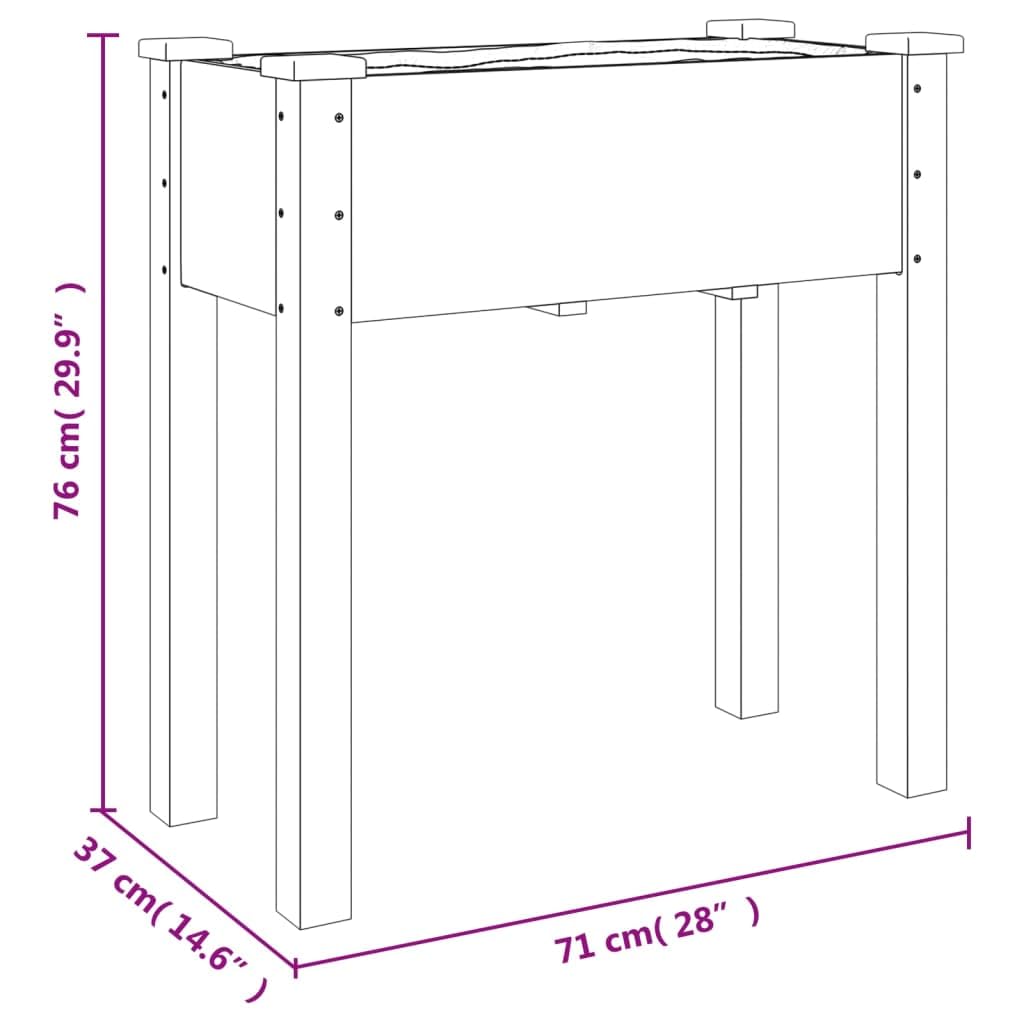 Pflanzkübel mit Einsatz Grau aus massivem Tannenholz 71x37x76 cm, Blumentopf mit Abflussloch für Balkon, Terrasse und Garten, Indoor Outdoor Balkonkasten mit Bewässerung und Deko