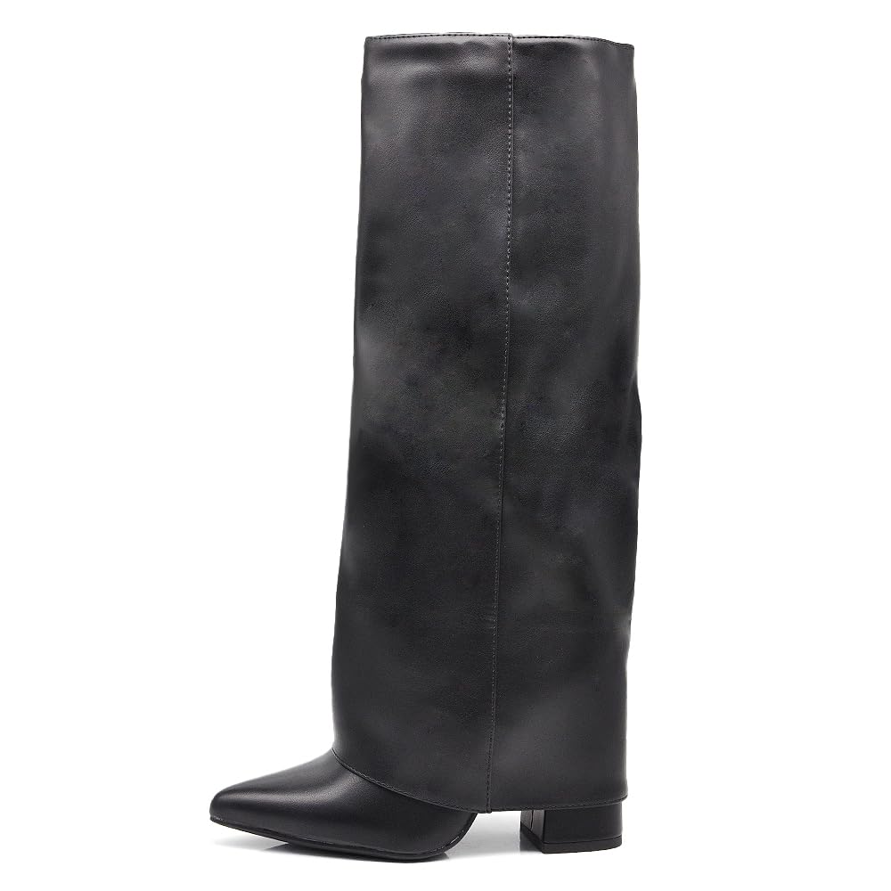 IF FASHION Stivali Alti A Punta Gambale A Ghetta Cownboy Texani Con Tacco Alto Da Donna GA017