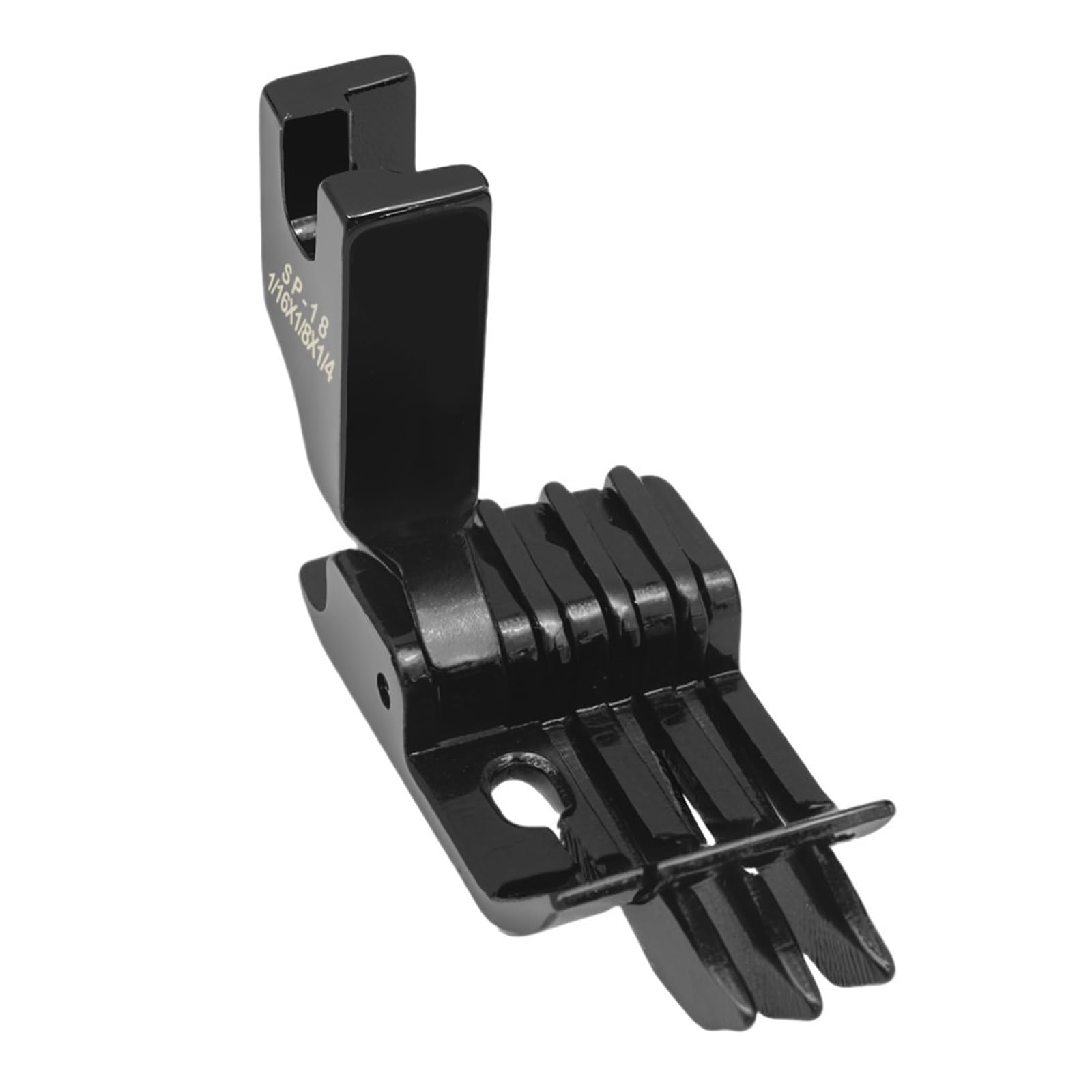 Pied-de-biche en Acier Noir SP-18 avec Guide À Trois Bords Droits, 1/16, 1/8, 1/4 Pouces, Accessoires Industriels for Machine Coudre, Point Noué, 1 Pièce