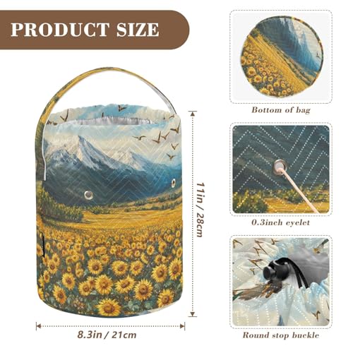 Image of Tatenale Crochet Bag Yarn Bag Knitting Project Bag with Pockets and Handle Portable Yarn Storage Organizer Tangle Free 8.3x11 InchSunflowers Eagles and Mountain40