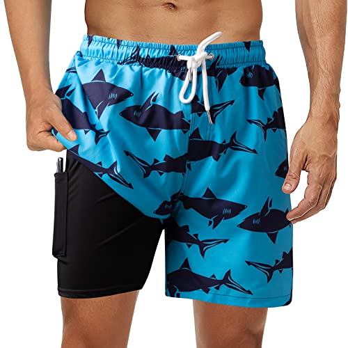 Mens Swim Trunks with Compression Liner 2 in 1 Quick Dry Bathing Suit Swim Shorts3