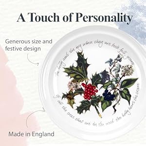 Portmeirion Holly and Ivy 10 inch Christmas Dinner Plates Set of 4 Festive Tableware Beautiful Holly Motif Microwave Dishwasher Freezer Oven Safe Holiday Dining Seasonal Entertaining