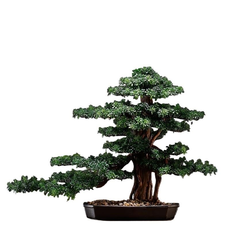 Arbre artificiel simulé pin style chinois, décoration plante verte et faux arbre