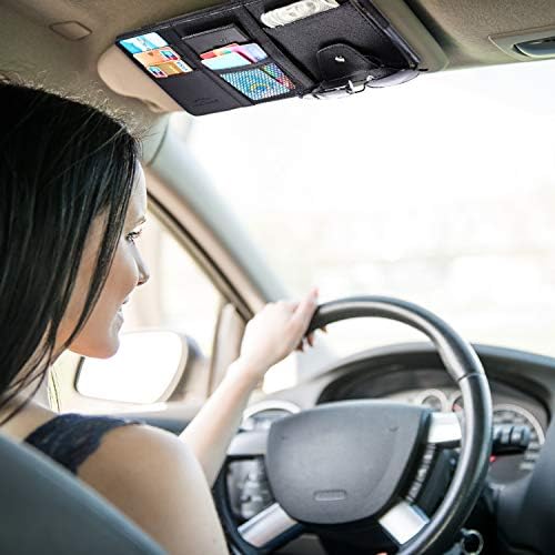 Miniatura 2 de Boao Paquete de 2 organizadores de visera solar para automóvil, soportes para lentes de sol para visera solar de automóvil, accesorios interiores de