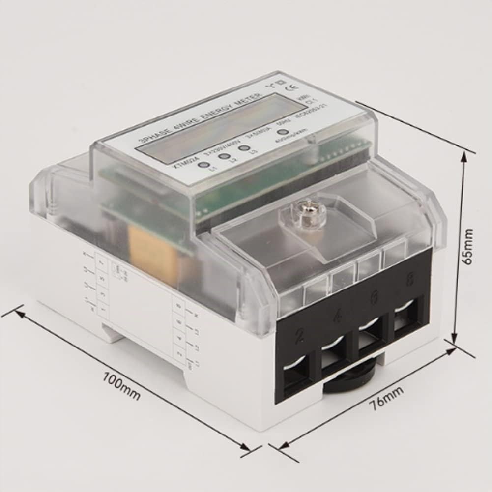 Medidor de Energía Trifásico, 220V/380V 5-80A Contador Eléctrico LCD Medidor de Electricidad Trifásico, Contador de Electricidad 3 Fases 4 Hilos, Contador de Corriente Alterna de MedicióN de Potencia