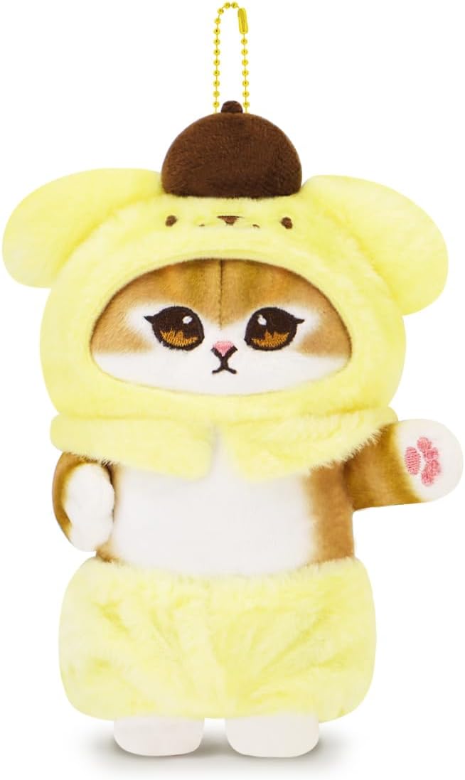 Cute Cat Plush Keychain – Soft Plush Pendant, Great Gift for Boys and Girls (Yellow, Standing)