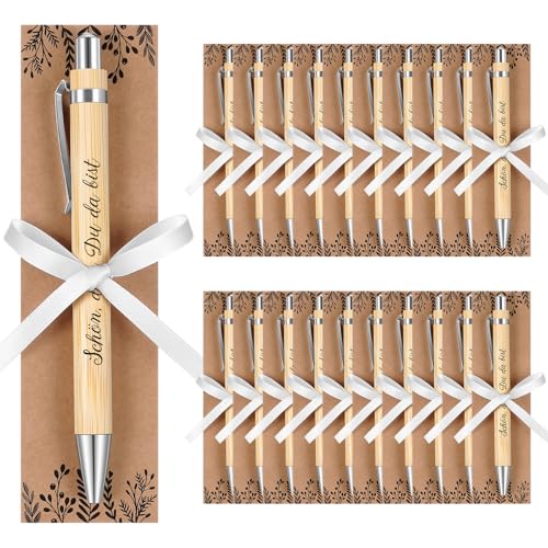 30 Stück Gastgeschenke Hochzeit - Personalisierte Bambus Kugelschreiber Set