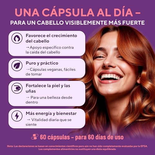 Vitaminas para el Cabello – Biotina 5000 µg + MSM + Queratina – Crecimiento Rápido y Anticaída Mujer – Vitaminas para el Pelo – 60 Cápsulas para 2 Meses de Tratamiento - imagen 3