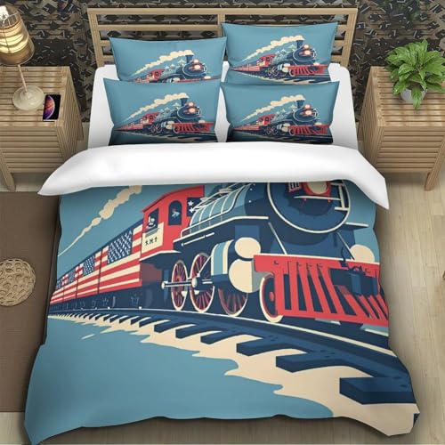 Parure de lit train américain 140x200 microfbre