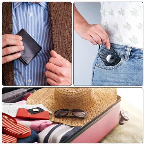 Image of FOLX FAB237 Apple Airtag Wallet Case Holder Compatible for Apple AirTag Tracker, Size of a Credit Card for Wallet Purse, Slim Safety Anti-Lost (Z Black Card CASE [ Combo Pack of 2 ])