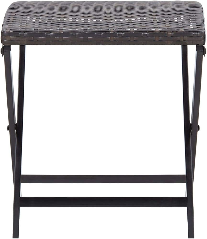 vidaXL Folding Stool - Hard-Wearing, Easy-to-Clean, Poly Rattan & Powder-Coated Steel Design, Brown, Lightweight, Foldable, Suitable for Home & Patio