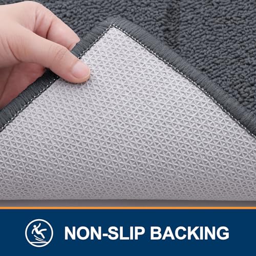 OLANLY Indoor Door Mat, 30x17, Dirt Resistant and Absorbent, Sturdy Non-Slip Rubber Backing, Easy to Clean, Washable Low-Profile Doormat for Entryway, Charcoal — view 4