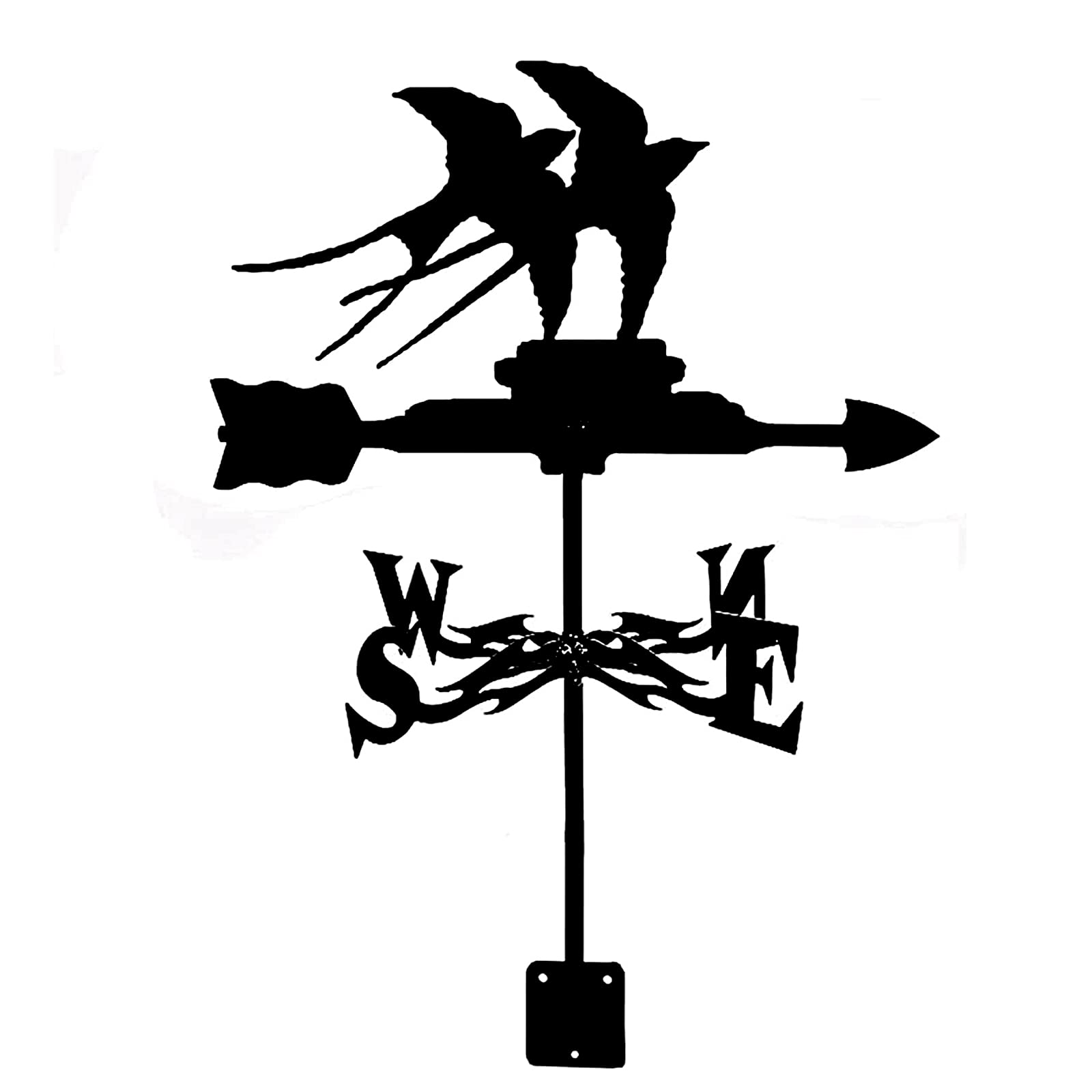 Wetterfahne, Schwalben-Silhouette, Wetterfahne, Windrichtungsanzeiger, Windfahne, Wetterhahn, Messwerkzeug mit Rostschutzbeschichtung für Outdoor-Dekoration, Basteln (B)