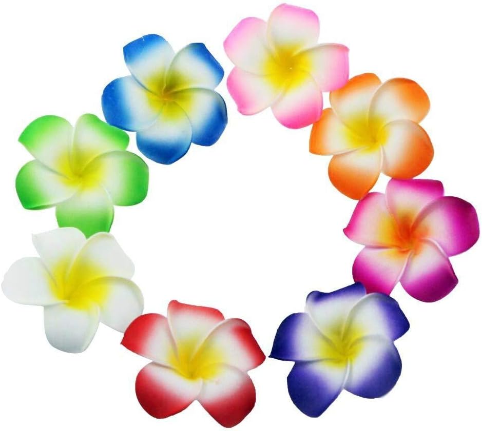 Set of 80 Hawaii Luau Plumeria Real Touch Flowers Frangipani Flower Heads for DIY Cake Topper Wedding Bouquets
