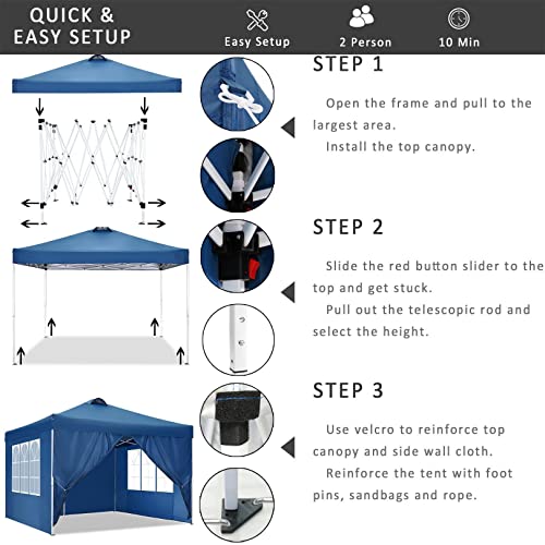 Image of COBIZI 10x30 Pop up Canopy Tent for Parties, Roller Bag,8 Walls,4 Sandbags