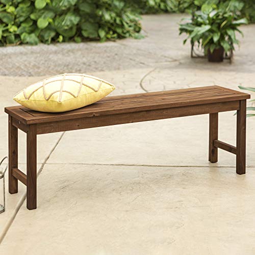 Walker Edison Baros Modern 3 Piece Solid Acacia Wood Dining Table And Bench Set, Set Of 3, Brown #TOP7
