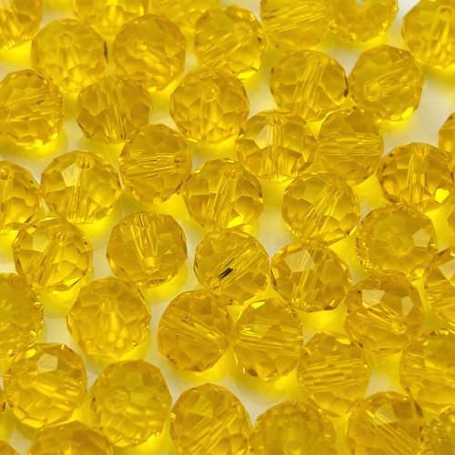 Jmassyang 300PCS 6mm Crystal Glass Faceted Briolette Beads with Hole Loose Spacer Beads for DIY Jewelry Making Bracelets Necklaces Earrings Wind Chimes(Auratus)