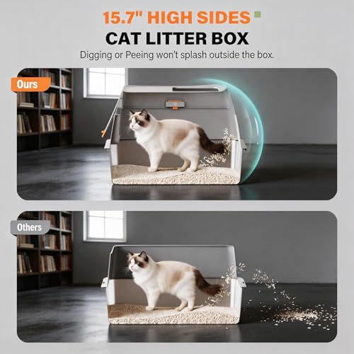 Caja de arena de acero inoxidable para gato extra grande miniatura 3