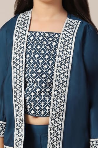 Image of Fashion Dream Girl's Silk Blend Ethnic Top and Palazzo Set |Kids Salwar Suit Set|Indo Western Set