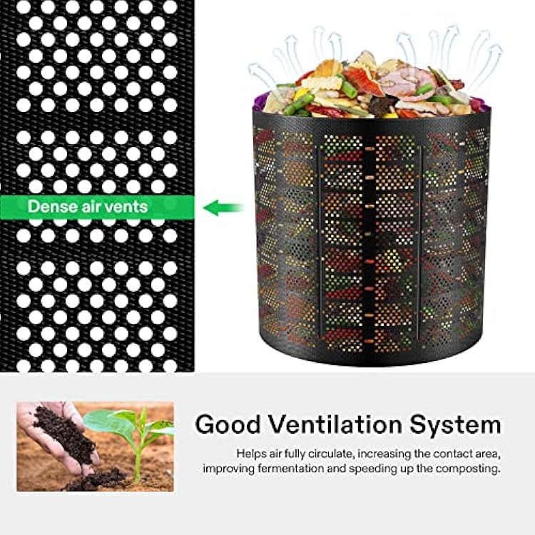 VIVOSUN 220 Gallon Outdoor Compost Bin, Expandable Composter, Easy to Setup & Large Capacity for Backyard, Lawn (Black with Gloves)