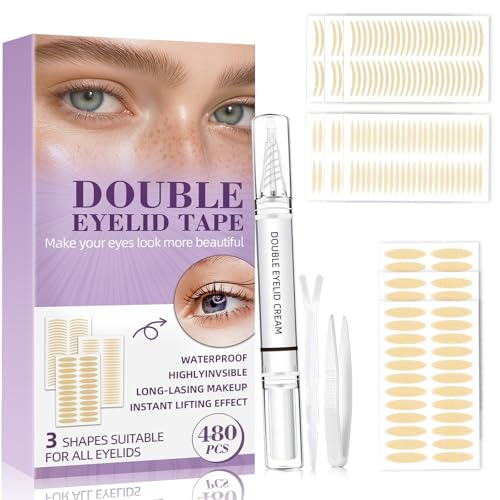 Eyeellyn Eyelid Lifter Strips 480PCS, Double Eyelid Tape, 3 Different