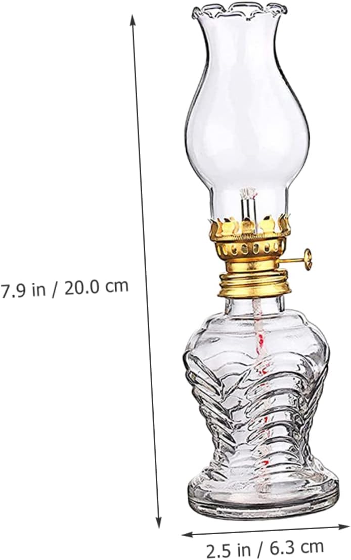 Vintage Glass Kerosene Lamp Oil Chamber Retro Design for Indoor and Outdoor Use for Emergency Lighting and Home Decor
