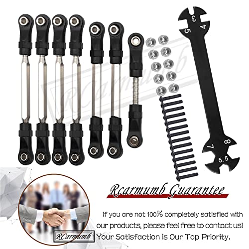 Rcarmumb Adjustable Turnbuckles Camber Link Part For 1/10 Slash 2Wd/Slash 4X4 4Wd,7Pcs Rc Turnbuckles Camber Link With Rod Ends Sets/Wrench For Rc Replace Parts,Black #TOP4