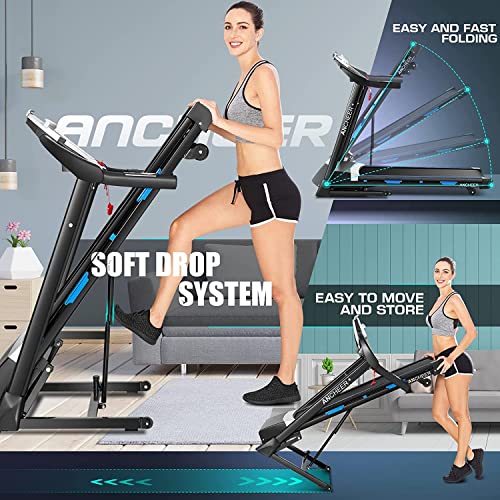 Treadmill 300 Lb Capacity, Ancheer 3.25Hp Folding Treadmill With Auto Incline, Speakers, Bluetooth, Lcd, App, Pulse Monitor, Cardio Fitness Exercise Machine For Walking, Jogging, Running Tr060502 #TOP2