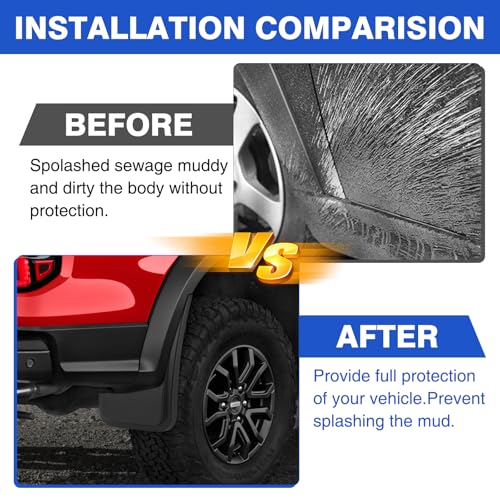 Image of Autorder Mud Flaps Splash Guards for 2024 2025 2026 Ford Ranger Accessories Mudflap Fender Flares Front and Rear Mud Guard Set 4PCS