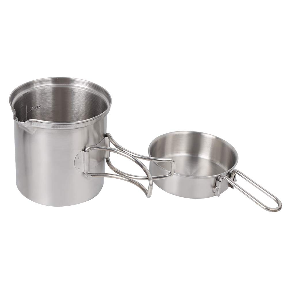 Camping Cookware, Cast Iron Skillets Camping Essentials with Handle Stainless Steel for Camping Hiking