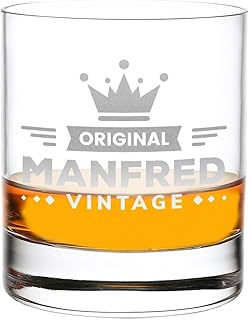 Whisky Glass Personalised 315 ml Drinking Glass for Scotch, Bourbon and Rum - The Gift Idea for Men - Suitable for Birthday and Father's Day - Water Glass with Name