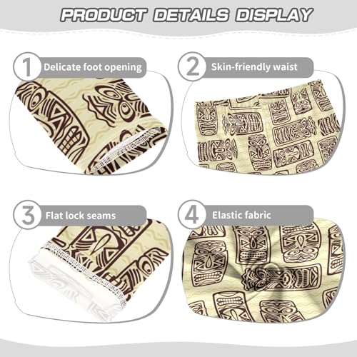 Girls' Leggings Tiki Mask Yellow Ankle Length Printed Leggings Comfort Pants for Kids 4-10 Years4