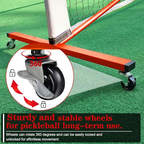Portable Pickleball Net with Wheels Set System, 22FT Full Net, 4 Paddles - image 2