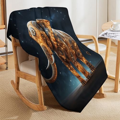 Couverture légère en polaire éléphant impression 3D linge de lit - 7