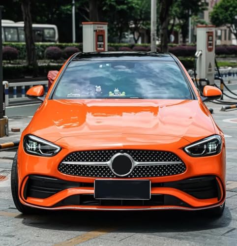 Image of LZLRUN High Gloss Vinyl Realistic Paint Wrap Roll Car Sticker Film Decal Bubble Free Come with Installation Tool Set (Orange, 1.5ft x 5ft)