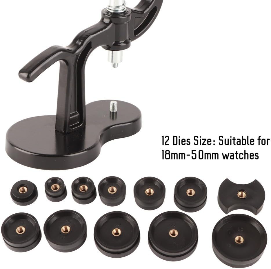 16-Pcs Watch Repair Tool Kit Professional Watch Press Case Opener with 12 Dies and Spring Bar Tool for Band Replacement & Maintenance