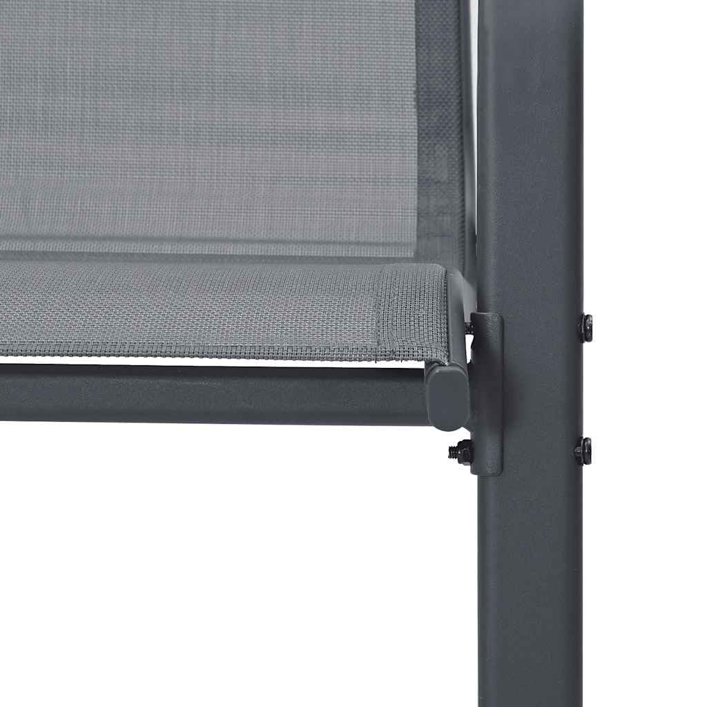 Set di 4 Sedie da Giardino Impilabili in Textilene Grigio | Poltrone moderne e comode per arredare balcone, terrazzo e veranda con stile durante i pasti all'aperto.