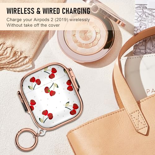 Image of Gedicht for Apple Airpods 2nd Generation Case,Soft Shockproof Airpods 2 Case Cute Cover for Girls Women with Keychain for Airpods 2nd /1st Cases with Lock,Cherry Dot