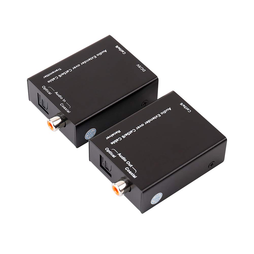 DTECH 300 Meter Toslink Optical Coaxial Digital Audio Extender Over Cat5e Cat6 Cable Kit up to 984 Feet Supports Dolby DTS 5.1 DTS-HD PCM for TV Mixer Amplifier Speaker